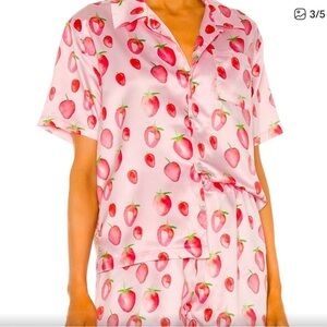 REVOLVE Sami Ryan x Dessie Jackson Pink Strawberry Print Short Pajama Set NWT